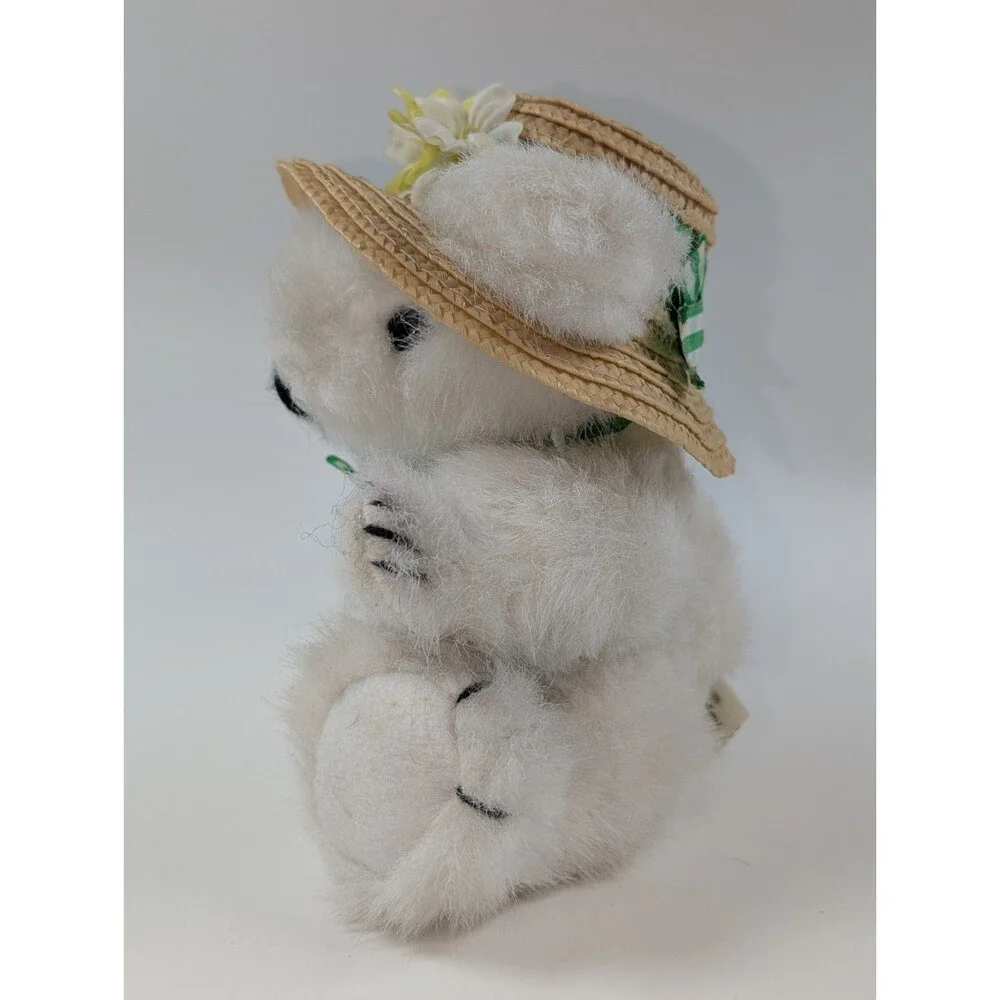 Gorham Aloysius April Plush Teddy Bear Straw Hat Flowers Collectible Easter